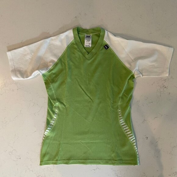 Helly Hansen Tops - Helly Hansen Dry LIFA Vneck SS Polypropylene Activewear Top Green + White Sz M/L